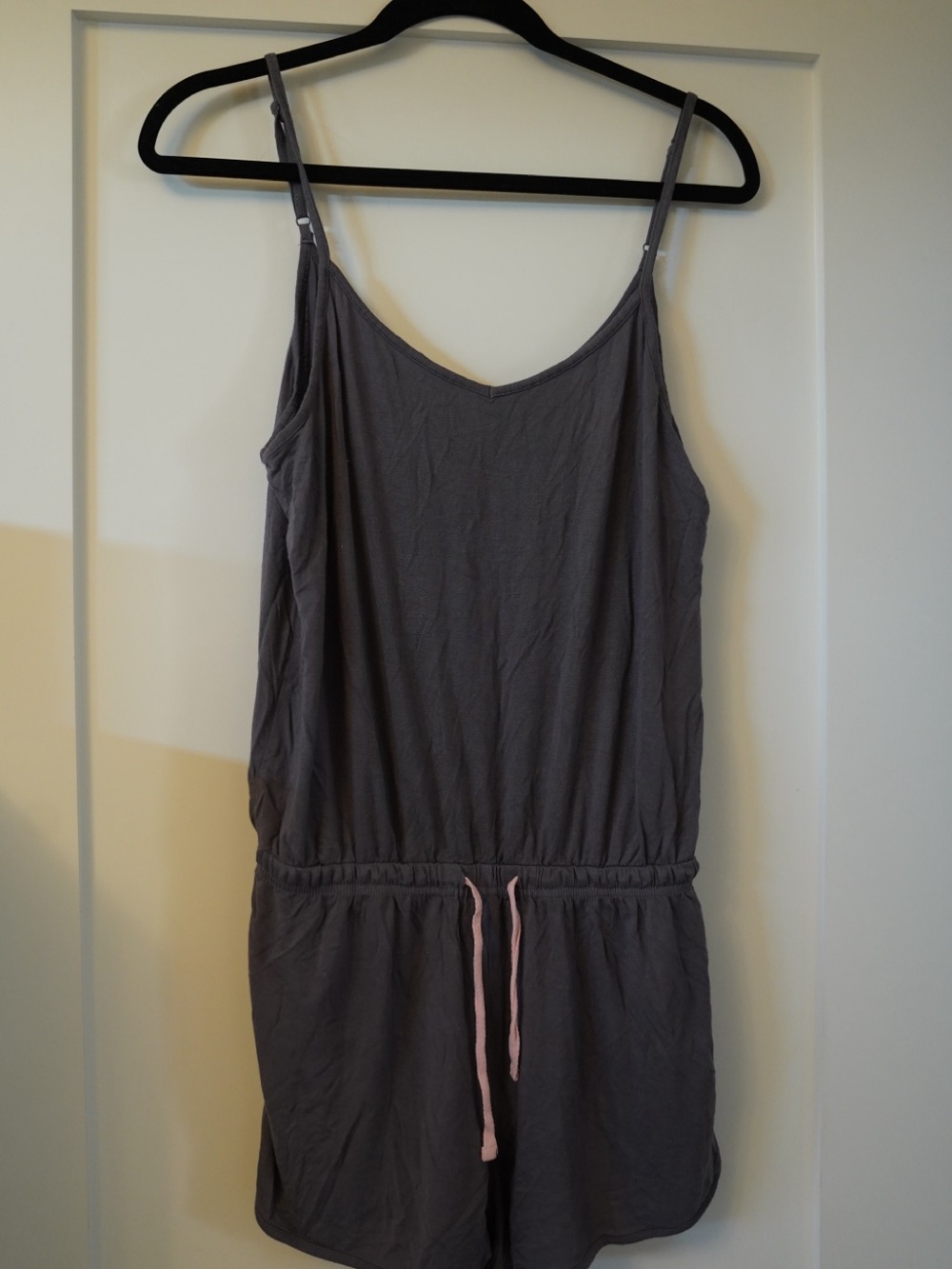 Bras N Things Gray Romper with Pink Drawstring
